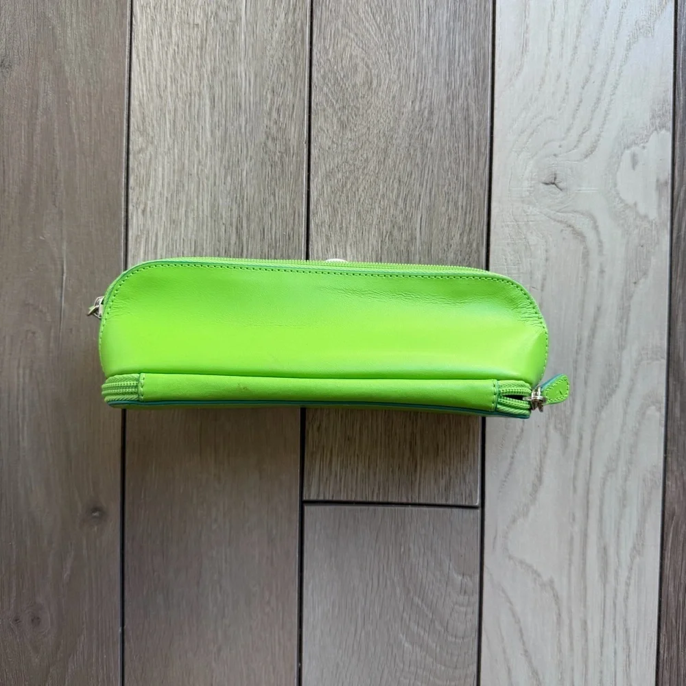 BAEKGAARD Green Leather Pencil Case/Makeup Bag.